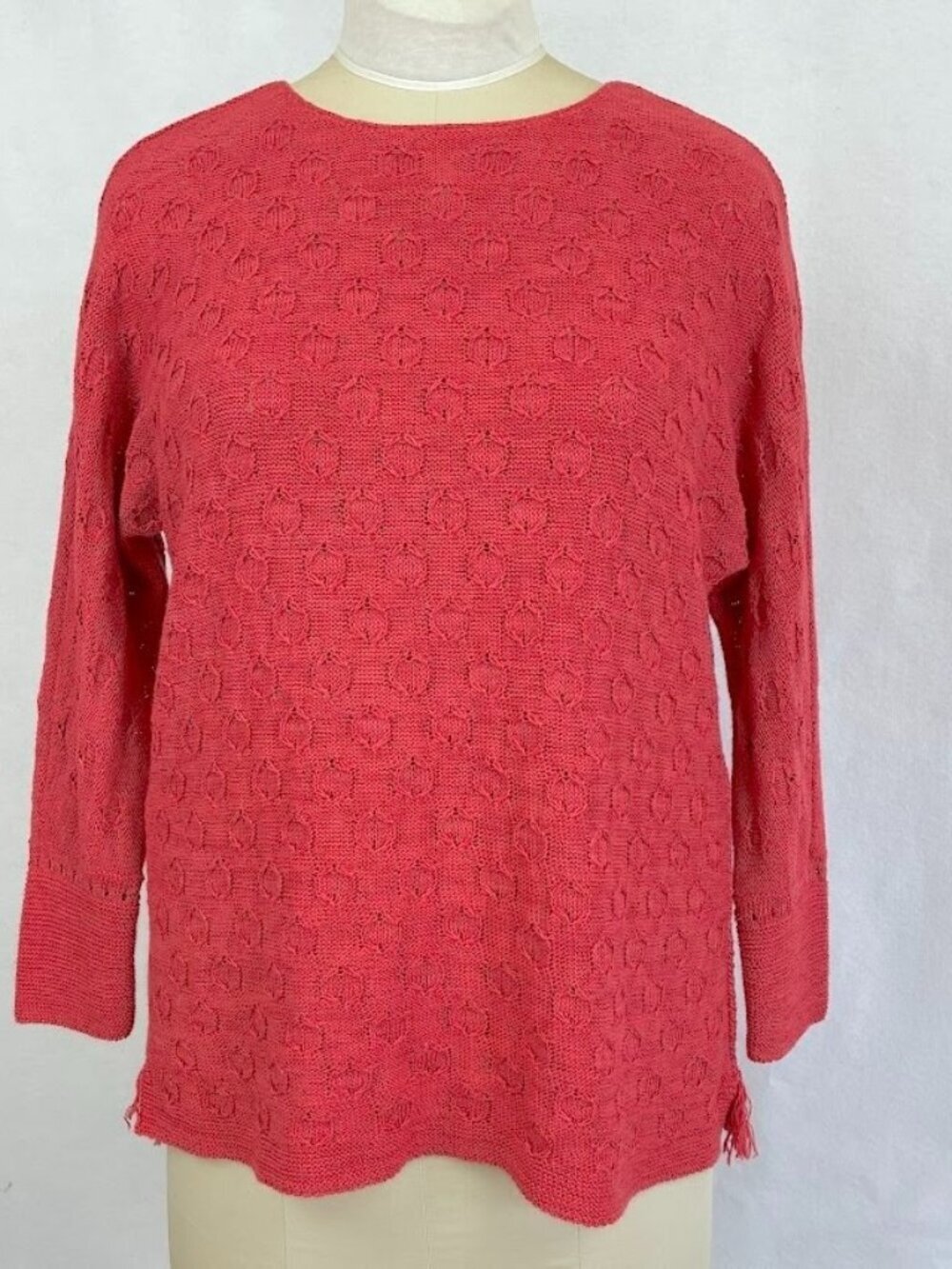Nic + Zoe Open Knit Sweater Breathable Lightweight Feminine Boho Beachy L